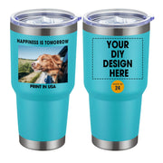 Personalized Custom Tumbler Print in USA 24 Pcs 30oz Stainless Steel Coffee Cup with Lid & Straw Double Wall Insulated Tumbler with Colorful Text Logo Photo