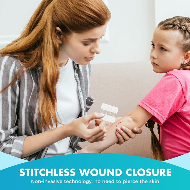 Sutures Butterfly Bandaids - 4 Pcs Laceration Closure Kit - Surgical Laceration Repair Without Sew - Quick Clot -Emergency Wound Closures Device (PU)