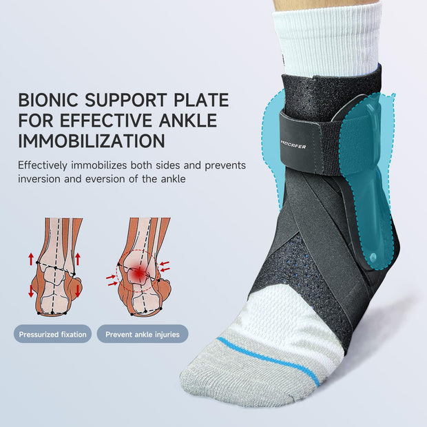 Left Ankle Brace for Women & Men - Ankle Support Sprained Ankle Brace for Achilles,Tendon,Sprain,Injury Recovery,Ankle Support Brace for Running, Basketball, Football (Grey,S,Left)