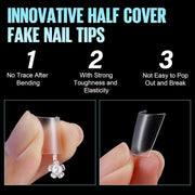 TOMICCA Short Coffin Nail Tips, 240Pcs Acrylic Half Cover Nail Tips Coffin, No C Curve Full Matte Gel Nail Tips Short, Nail Extension Tips for Beginner and Professional 12 Sizes