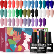 JODSONE 36 Pieces Gel Nail Polish Set U V Light Nail Drill Beginner Set Glossy Surface Easy To Apply Matte Texture All-In-One Manicure Kit