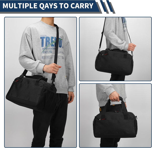 Small Gym Bag with Wet Pocket - 14 inch Mini Duffle Bag for Men & Women Lightweight Carry On Bag for Travel Sport - Black