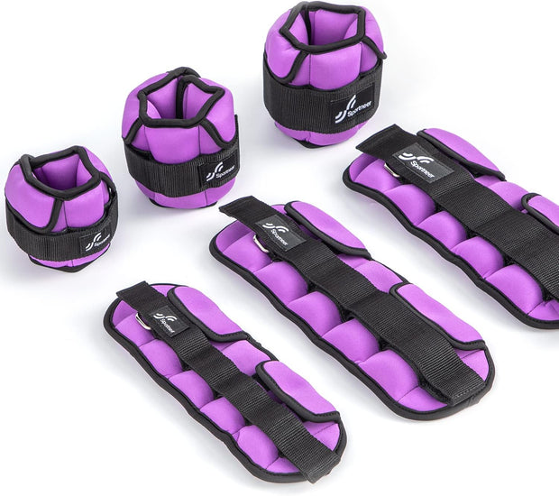 Sportneer Upgrade Adjustable Ankle and Wrist Weights for Women and Men 1-7 lbs / 1-10 lbs Set | Comfortable, Secure Fit for Walking, Running, Fitness, Physical Therapy, Home Gym