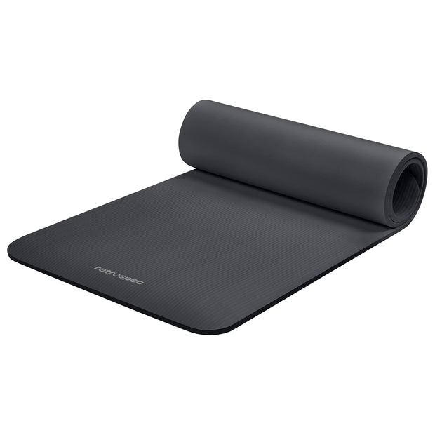 Retrospec Solana Yoga Mat 1/2" Thick w/Nylon Strap for Men & Women - Non Slip Exercise Mat for Yoga, Pilates, Stretching, Floor & Fitness Workouts