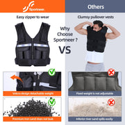 Sportneer Adjustable Weighted Vest Weights: 2-18 lbs/2-40 lbs Washable Weight Vest 16 In 1 Fast Adjust Rucking Vest for Women and Men Home Gym Workout Fitness Strength Training Vests