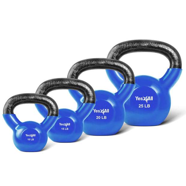 Yes4All Kettlebell Set Vinyl Coated Weights Combo for Full Body Workout Equipment Push up, Grip Strength Training, Dumbbell Weights Exercises