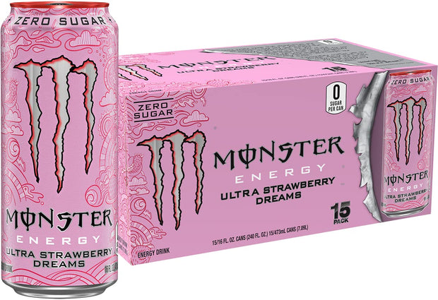 Monster Energy Ultra Violet, Sugar Free Energy Drink, 16 Ounce (Pack of 15)
