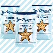 Yo Mama's Foods High Protein High Fiber 3 Variety Pasta (Fusilli, Penne and Elbow) | (3) 10.6 Ounce Bags. | Plant Based, Low Glycemic, and Gluten Free with Clean Ingredients