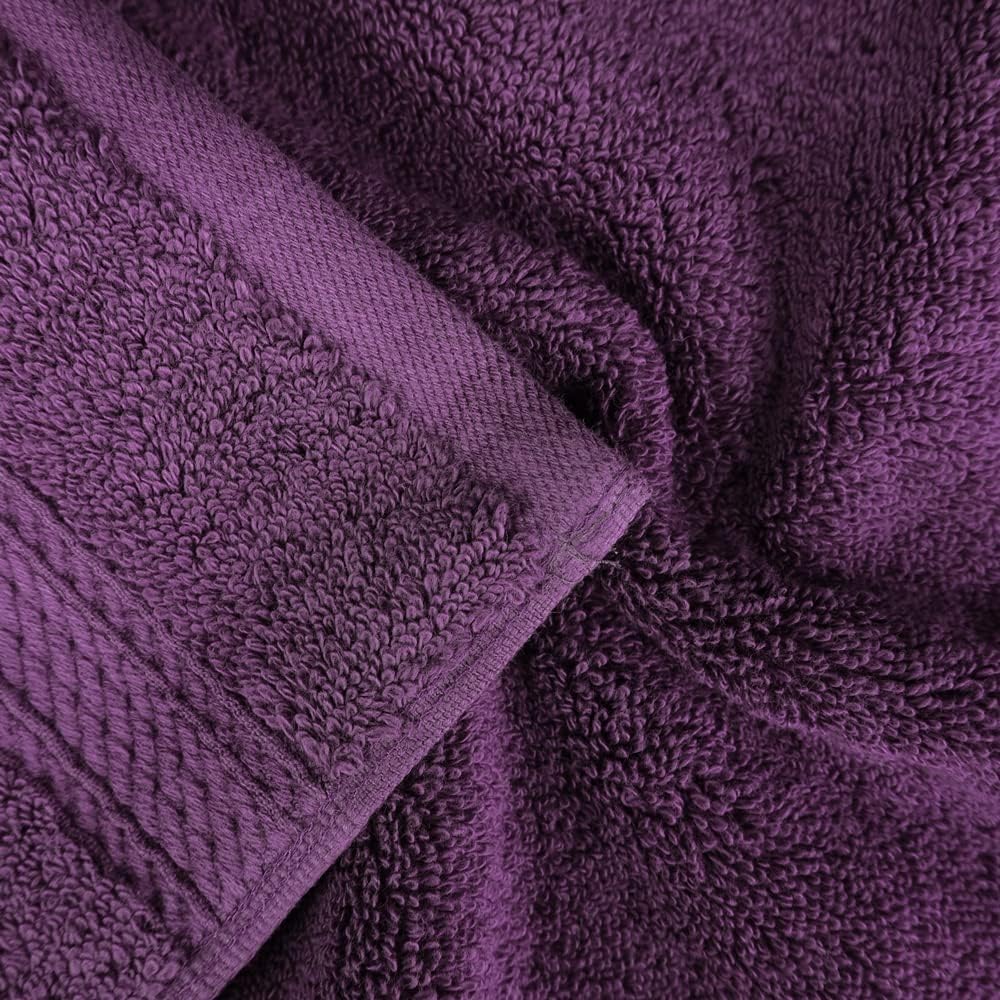 Superior Egyptian Cotton Pile Bath Towel Set of 2, Ultra Soft Luxury Towels, Thick Plush Essentials, Absorbent Heavyweight, Guest Bath, Hotel, Spa, Home Bathroom, Shower Basics, Plum