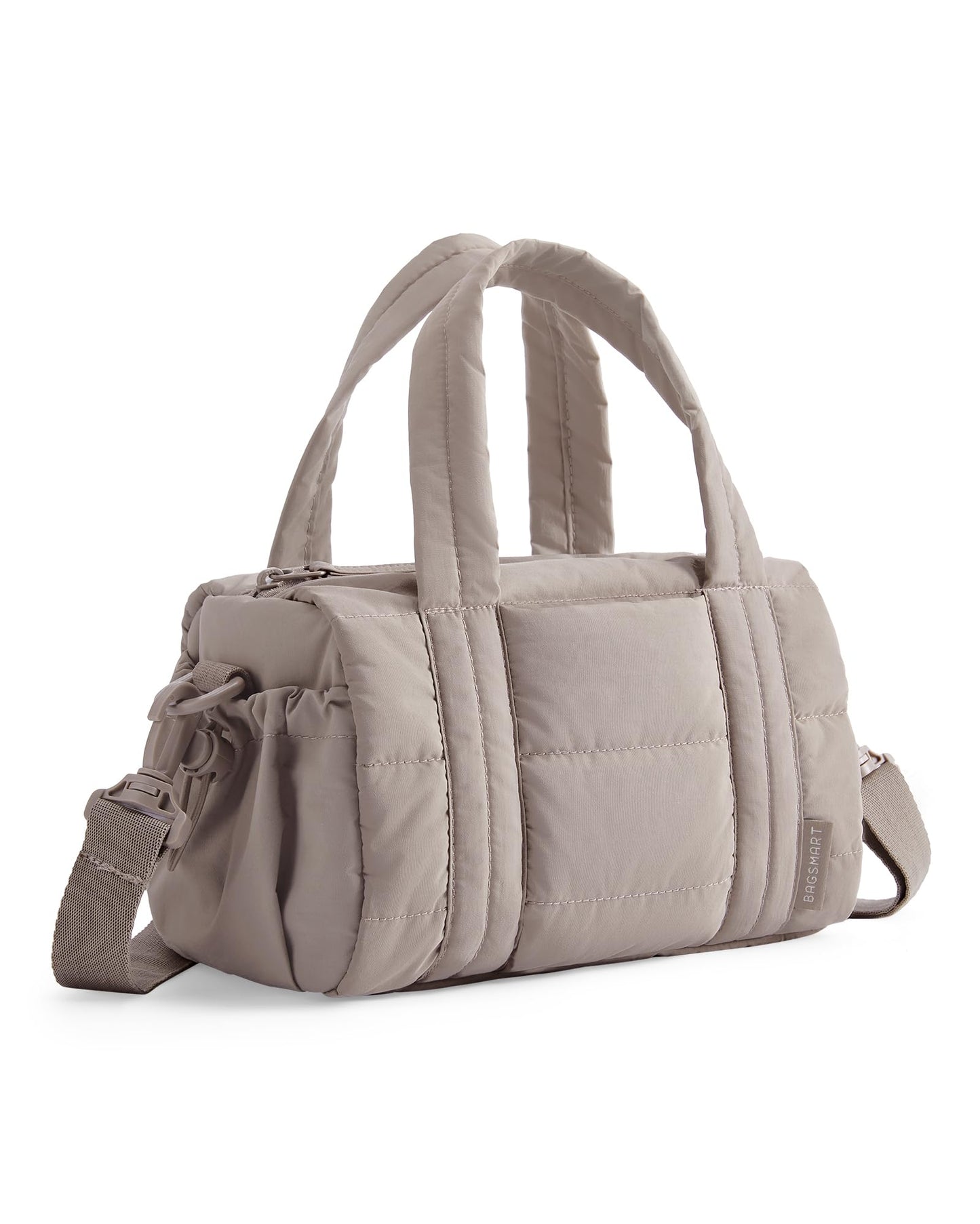BAGSMART Reiki Gym Bag for Women, Yoga Mat Duffle Bag with Wet & Dry Pocket, Quilted Sports Bag for Weekend/Swimming, Sand Brown