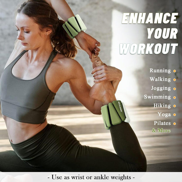 Wrist Weights for Women At Home Ankle Weights Set of 2 (1 lb /2 Lbs Each) Adjustable Weighted Wristbands Arm Leg Weights for Women Men Suitable for Walking Swimming Running Pilates Yoga Gym