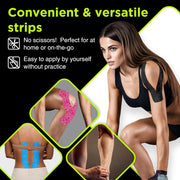 OK TAPE Precut Y-Shape Kinesiology Tape for Shoulder, Knee, Back, 10 Pcs, K Tape Strips, Provide Support & Relieve Discomfort, Water-Resistant Elastic Athletic Tape (3.5" x 10", Black)