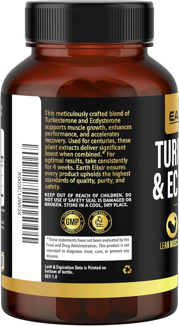 Turkesterone & Ecdysterone – Natural Testosterone Support, 2-in-1 High Potency Turkesterone Supplement for Men & Women with 95% Beta Ecdysterone - Made in USA & 3rd Party Tested - 180 Capsules