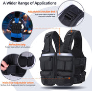 Sportneer Adjustable Weighted Vest Weights: 2-18 lbs/2-40 lbs Washable Weight Vest 16 In 1 Fast Adjust Rucking Vest for Women and Men Home Gym Workout Fitness Strength Training Vests