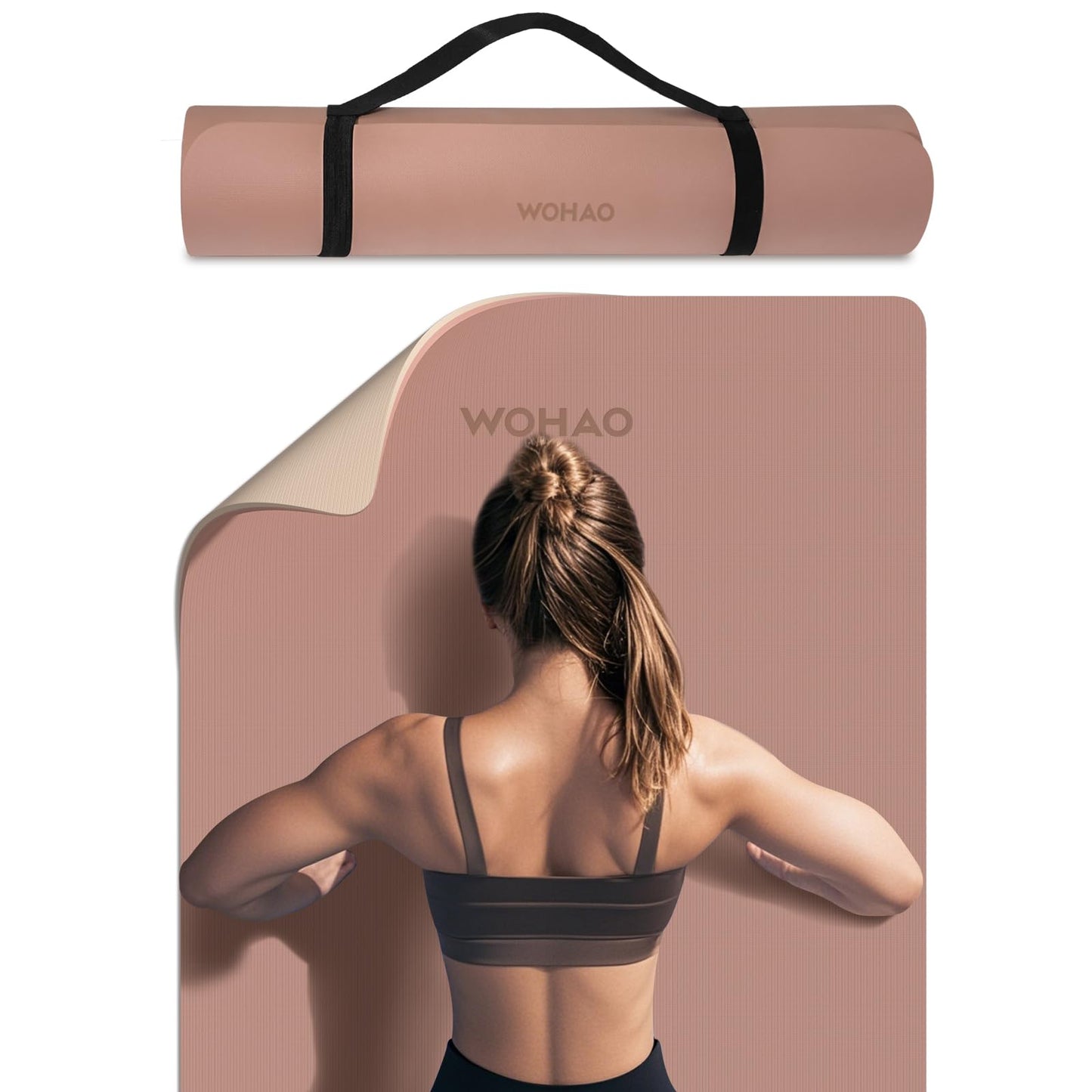 Extra Thick 8mm Yoga Mat for Women & Men – 72"x28" Non-Slip 2-Sided (Dual Color) Exercise Mat – Thick Yoga Mat for Home Gym, Pilates, Stretching – Includes Carrying Strap, Non-Toxic & Odorless