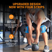 PreCut Kinesiology Tape for Knees, 12PCS Upgraded Waterproof KTQUICK Knee Tape for Knee Pain Relief Pre Cut, Original Cotton Athletic Knee Tape, Waterproof&Hypoallergenic Latex-Free for Sports (Black)