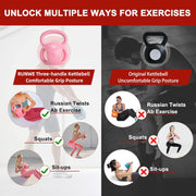 RUNWE 3 Handle Kettlebells Weight - Weight for Women Options 5, 10, 15 and 20 LB for Russian Twists AB Exercise, Weightlifting and Core Fitness Exercise Home Gym [Single in Sold]