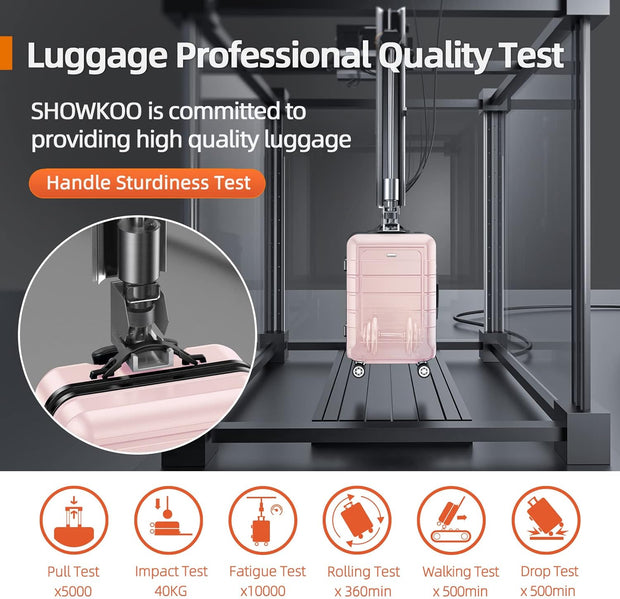 SHOWKOO Luggage Sets Expandable PC+ABS Durable Suitcase Sets Double Wheels TSA Lock Pink 3pcs