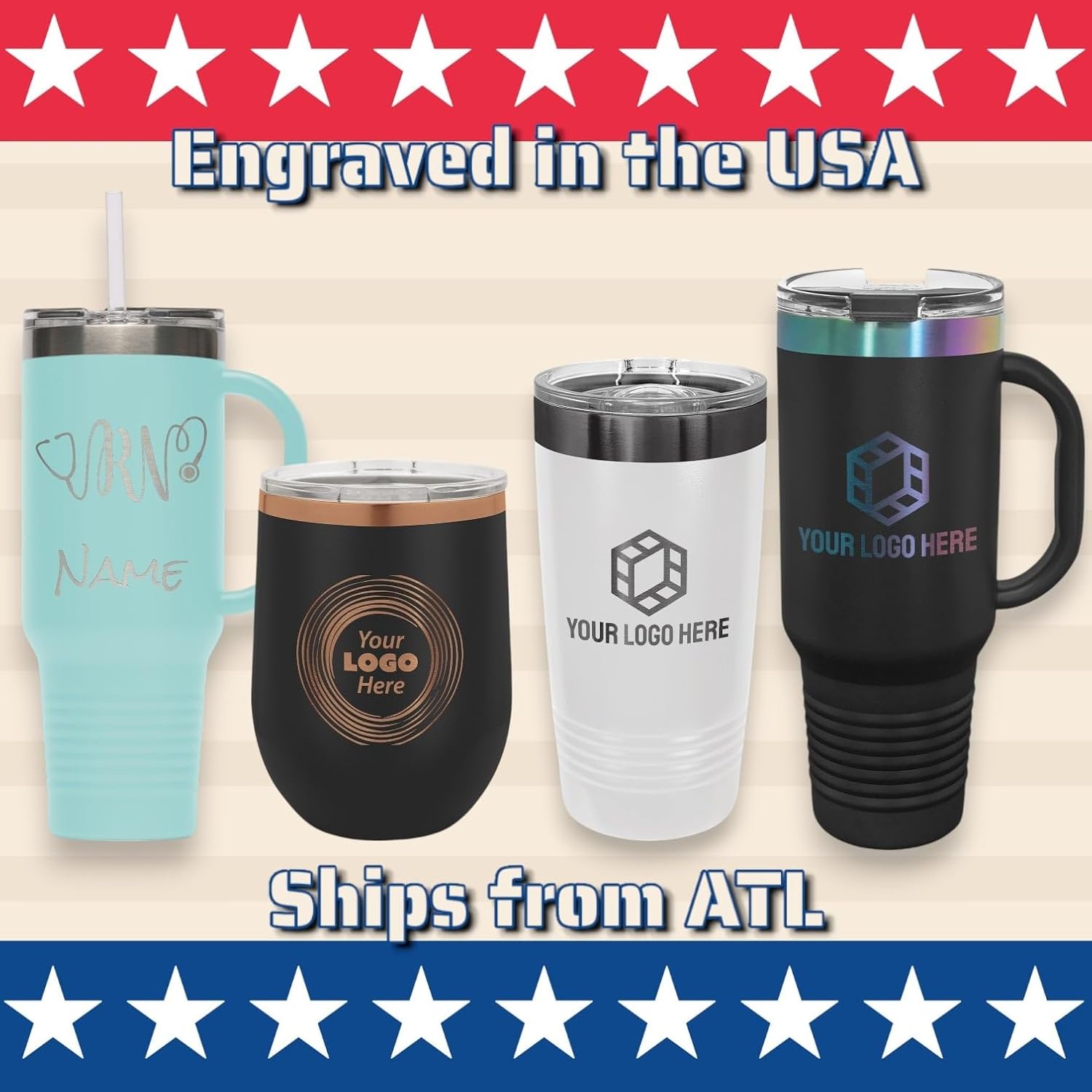 20oz Stainless Steel Tumbler - Upload Your Logo, Custom Engraved, Double Wall Vacuum Insulated Travel Mug, Ideal for Corporate Gifts, Events, and Sports Teams