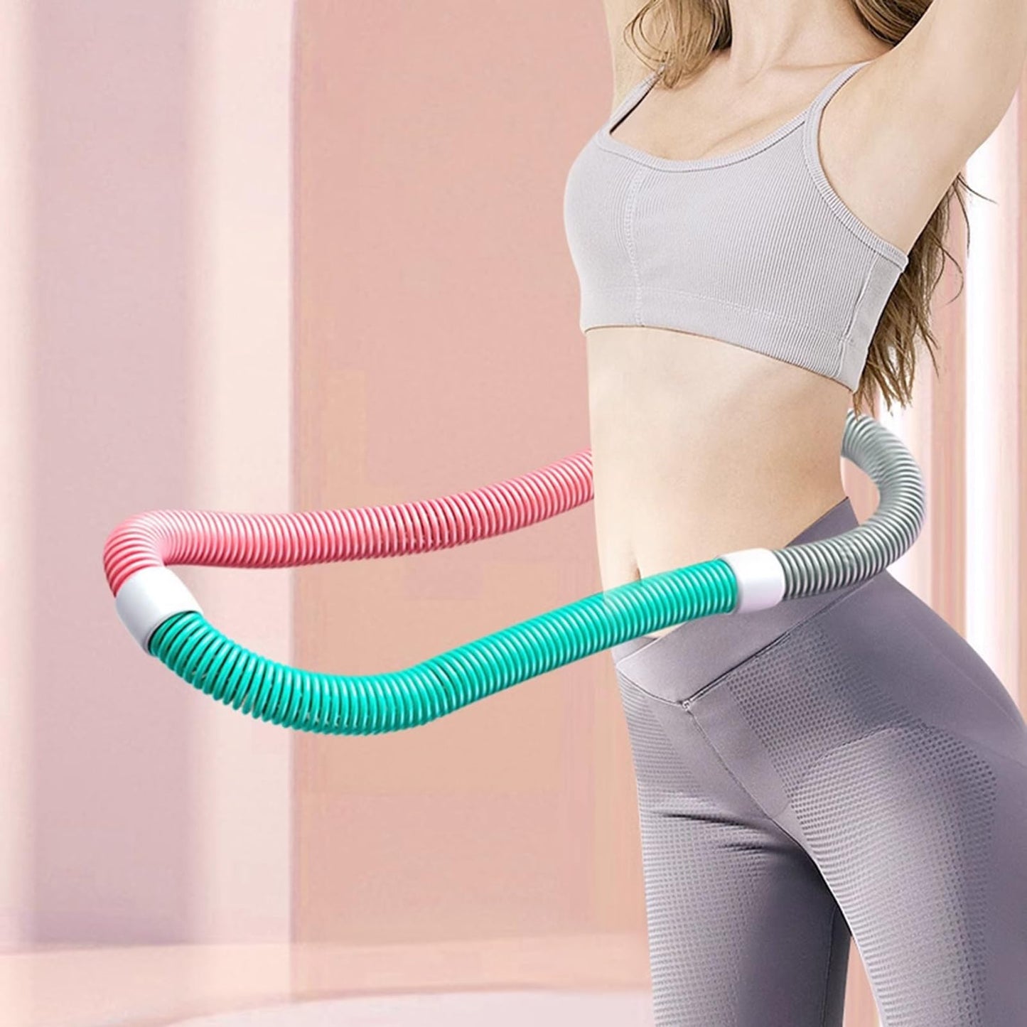 Weighted Hula Hoop for Adults,Soft Spring Hoop Waist-Friendly Foldable Fitness Hoop,Portable Exercise Equipment for Waist Slimming & Full Body Workout