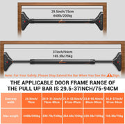 Sportneer Pull Up Bar: Strength Training Chin up Bar without Screws - Adjustable 29.5''-37'' Width Locking Mechanism Pull-up Bar for Doorway - Max Load 440lbs for Home Gym Upper Body Workout, Non-slip