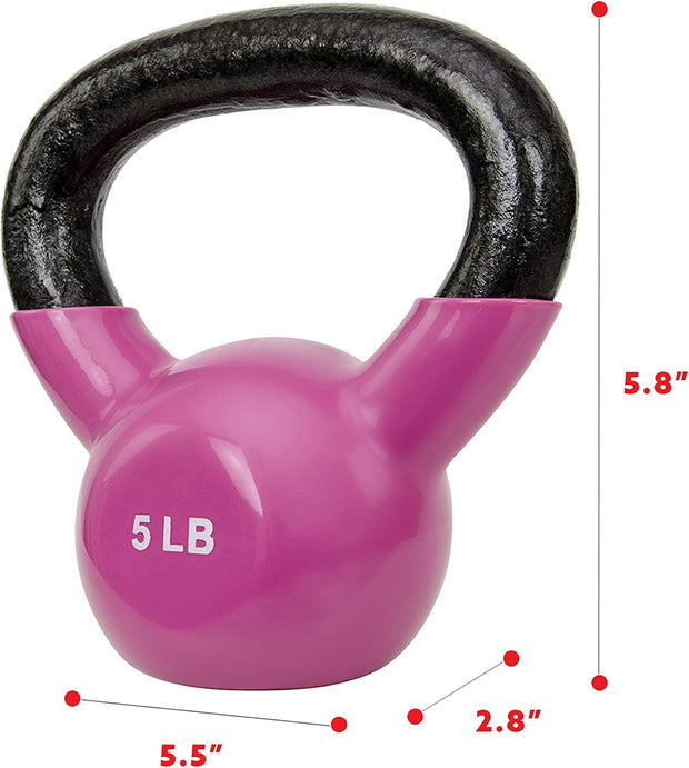 Sunny Health & Fitness Vinyl Coated Kettlebell for Strength Weight Training & Swinging Exercise - In 5, 10, 15, 20, 25 Pound