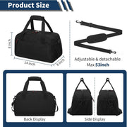 Small Gym Bag with Wet Pocket - 14 inch Mini Duffle Bag for Men & Women Lightweight Carry On Bag for Travel Sport - Black