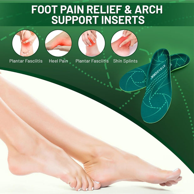 STSVZORR 220 lbs+ High Arch Support Insert Metatarsal Pad Pain Relief Men Women Plantar Fasciitis Insole Orthotic Flat Feet Heel Spur Comfort Standing All Day, Work Boots Shoe Insole