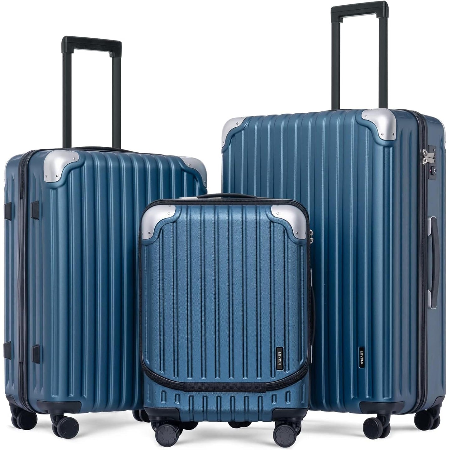 LEVEL8 Grace Carry On Luggage, 20 Inch Hardside Suitcase, Abs+Pc Harshell Spinner Luggage with Tsa Lock, Spinner Wheels, Grey, 20-Inch Carry-On