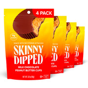 SkinnyDipped Dark Chocolate Peanut Butter Cups, 2g Sugar per Cup, Keto Friendly, Low Carb, Gluten Free, 3.2oz, 4 Pack (24 Cups Total)