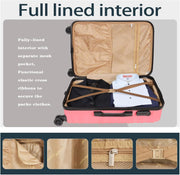 Luggage Set 3 Pieces (20/24/28) -Suitcase Set - Carry on Luggage with Wheels - Check-in Luggage - PC + ABS Durable Suitcase Rotating Silent Wheels Hardside Luggage with Spinner Wheels,3pcs (Pink)