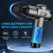 TOLOCO Massage Gun, Deep Tissue Back Massage for Athletes for Pain Relief, Percussion Massager with 10 Massages Heads & Silent Brushless Motor, Gifts for Fathers Day, Black