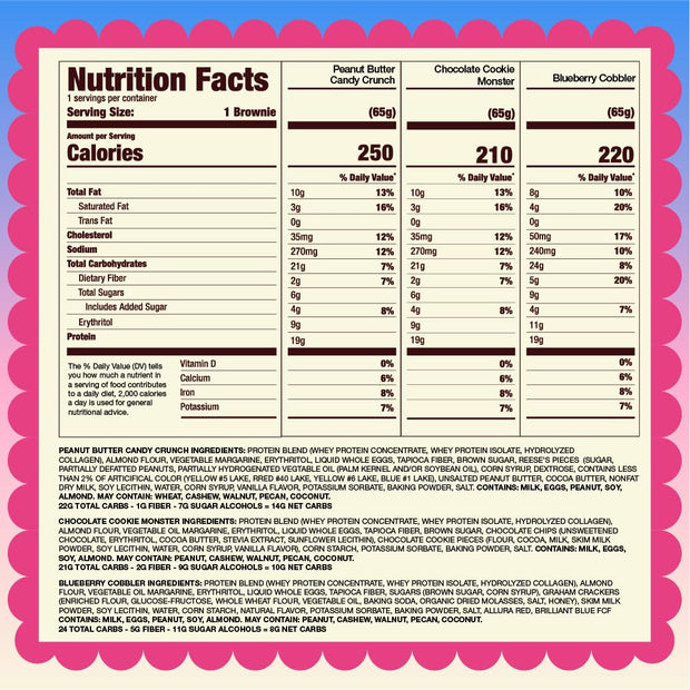 Prime Bites Protein Brownie from Alpha Prime Supplements | High Protein, Collagen Fortified Low Sugar Treat | Delicious Snack | 12 Bars per Box (Variety Pack)