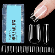 TOMICCA Short Coffin Nail Tips, 240Pcs Acrylic Half Cover Nail Tips Coffin, No C Curve Full Matte Gel Nail Tips Short, Nail Extension Tips for Beginner and Professional 12 Sizes