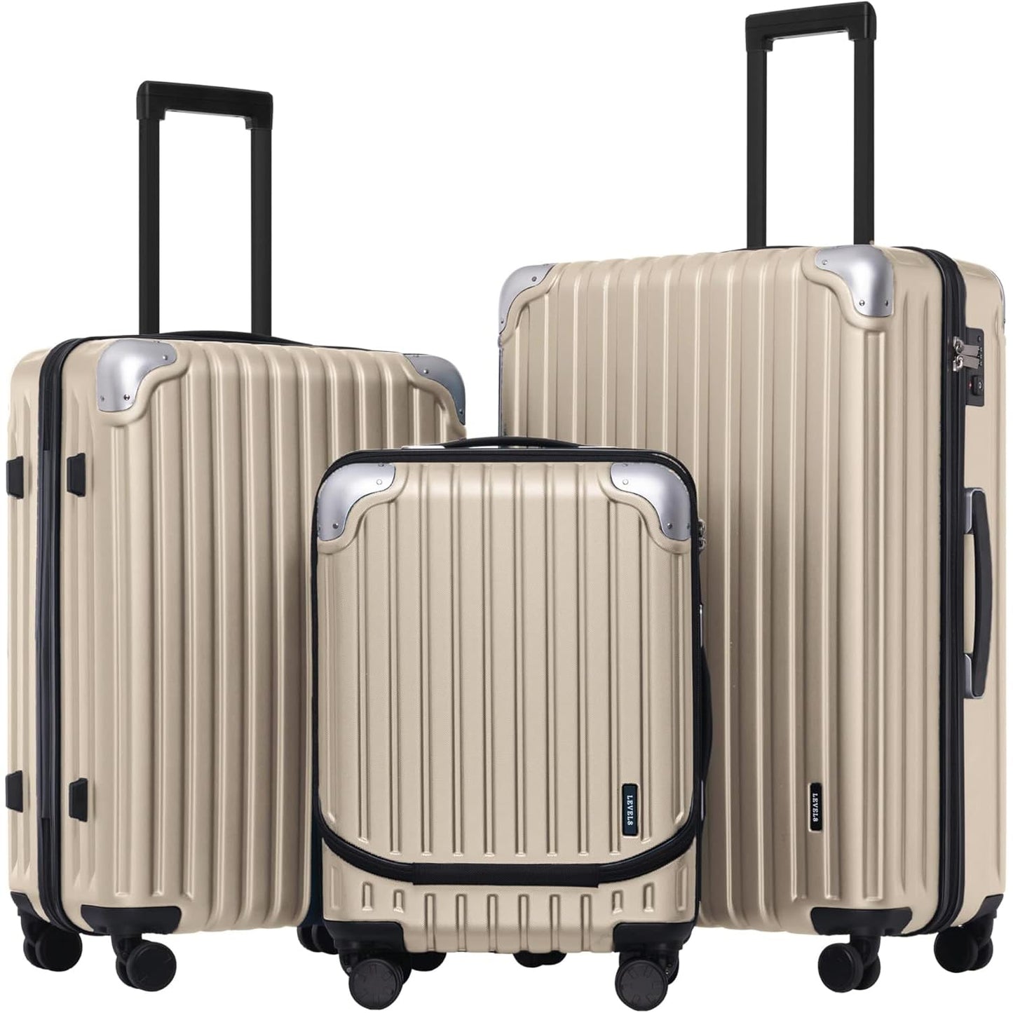 LEVEL8 Grace Carry On Luggage, 20 Inch Hardside Suitcase, Abs+Pc Harshell Spinner Luggage with Tsa Lock, Spinner Wheels, Grey, 20-Inch Carry-On