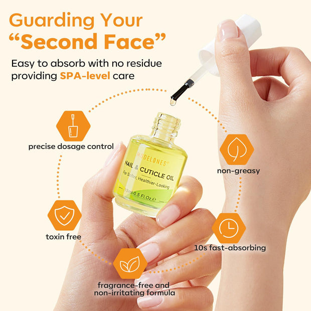 modelones Cuticle Oil for Nails, Natural Nail Oil for Growth and Strength Damaged Nails Vitamin E Revitalizing Essential Nail Oils Cuticle Care 15ml