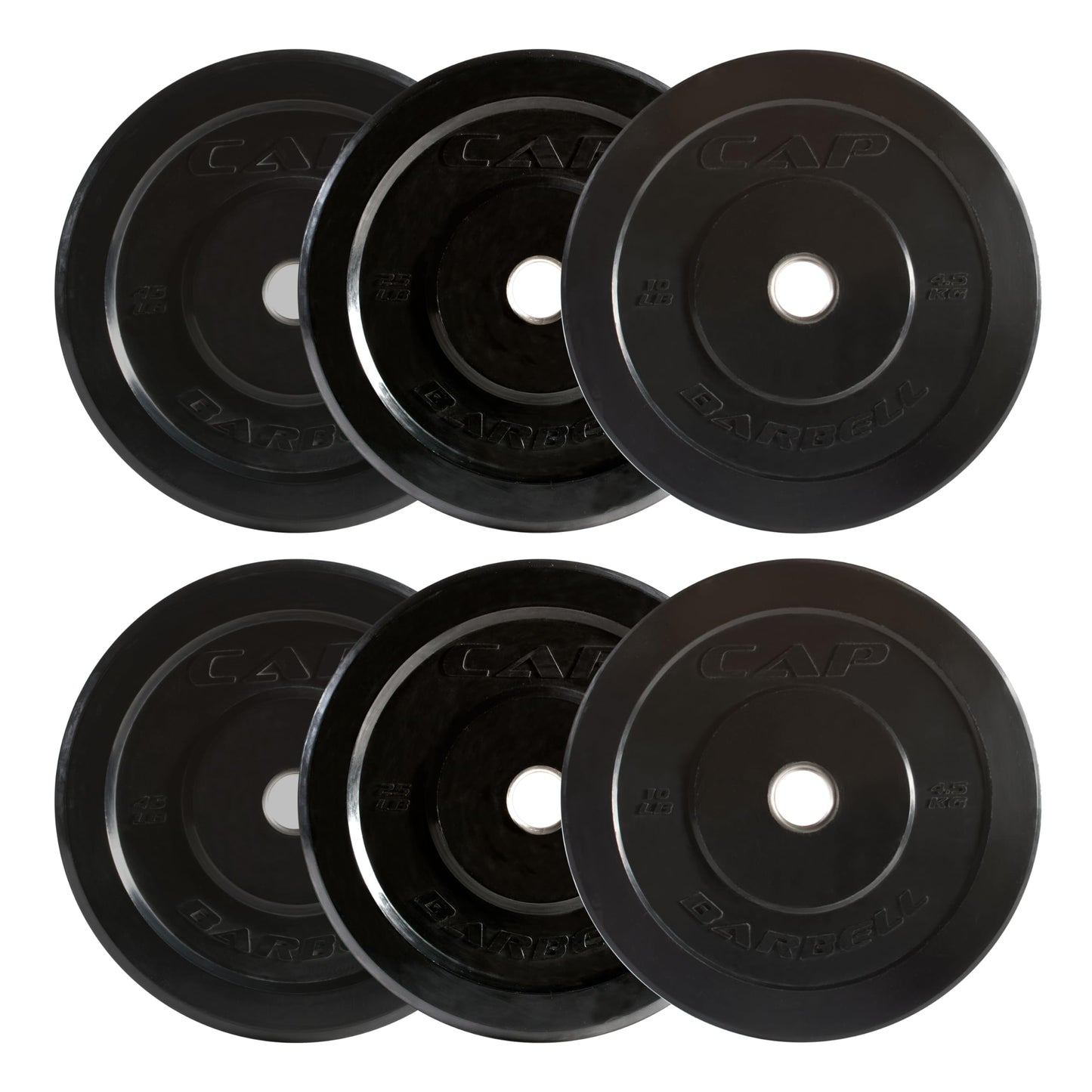 CAP Barbell 2-Inch Olympic Bumper Plate Weight Set | 100-370 lbs | Multiple Options