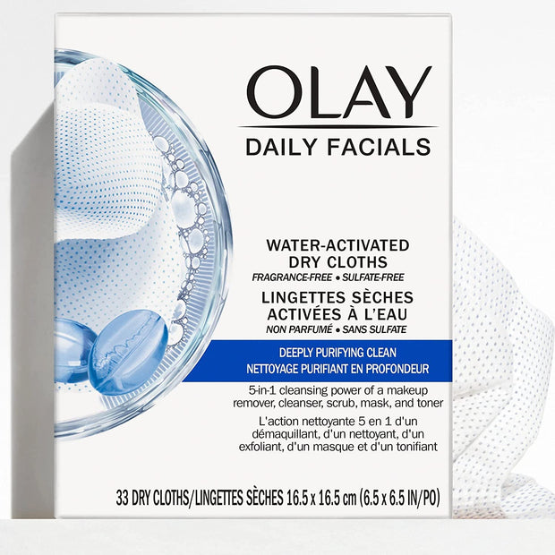 Olay Daily Deeply Clean 2-in-1 Water Activated Cleansing Face Cloths 33ct (Pack of 4)