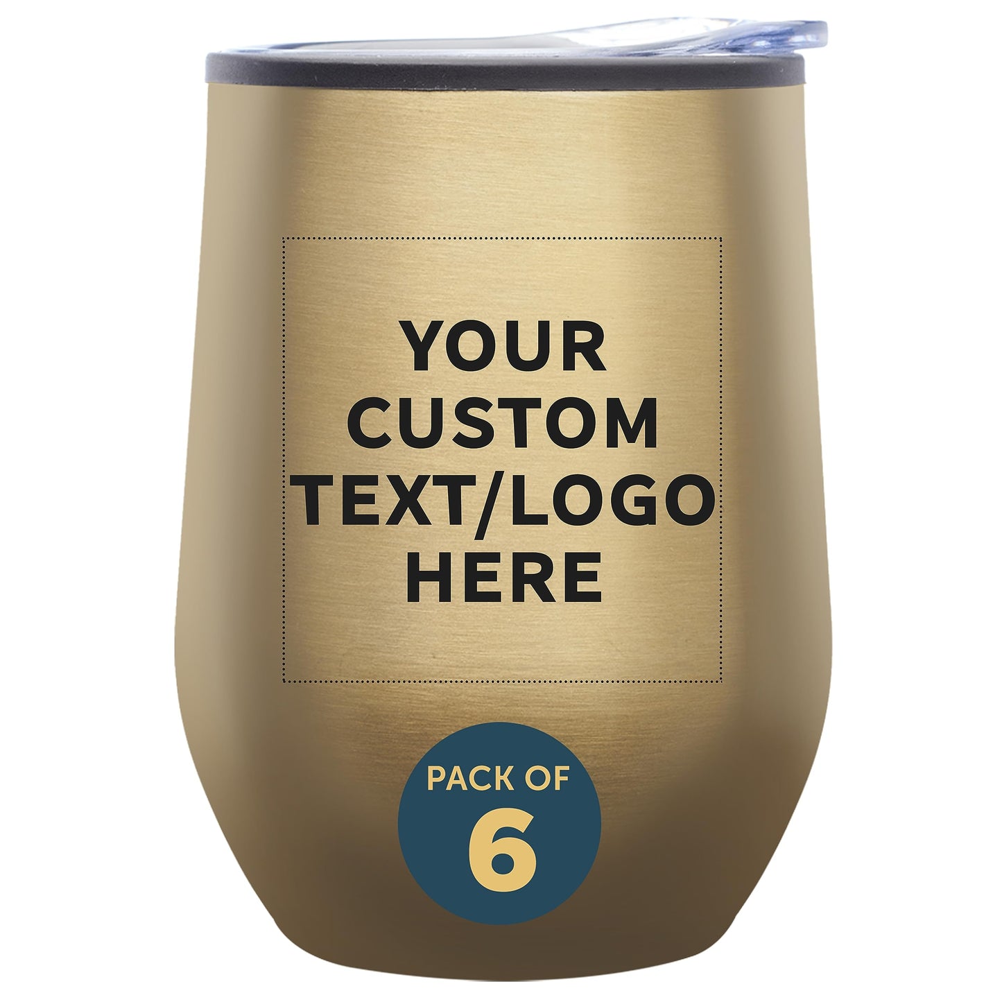 Custom Stemless Wine Tumblers 12 oz. Set of 6, Personalized Bulk Pack - Insulated, Perfect for Wine, Cocktails, Other Hot & Cold Beverages - Silver