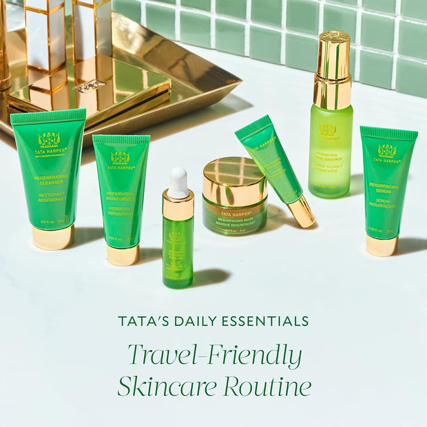 Tata Harper Daily Essentials Set, Best Selling Skincare Set, Travel Sized Skincare, 7-Step On-the-Go Skincare Routine, Natural Skincare