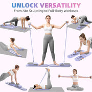 Pilates Board with Auto-Rebound Resistance, Home Gym Core Trainer & Full-Body Reformer Equipment, Professional Pilates Reformer for Women-Purple