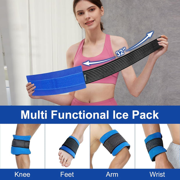 Soft Ice Packs Reusable Gel Pack 2, Hot and Cold Gel Ice Packs for Injuries, Headaches, Joint Pain Relief, Comfort Ice Pack Flexible Therapy on Neck, Ankle, Knee, Leg, Shoulder, Elbow, Wrist, Feet