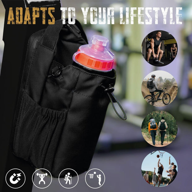 Magnetic Gym Bag – Compact Crossbody Fitness Pouch with Water Bottle Holder – Small Gym Bag for Men & Women – Secure Magnetic Storage & Travel-Friendly Design