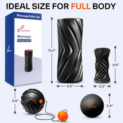 Sportneer 4 in 1 Foam Roller Set: Dual Textures Foam Roller, Foot Roller, Lacrosse Ball, Traction Massage Ball with String, Deep Massage Roller for Whole Body Release, Physical Therapy