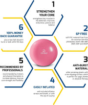 ProBody Pilates Small Exercise Ball - 9 Inch Workout Ball for Stability, Barre, Yoga, Core & Physical Therapy