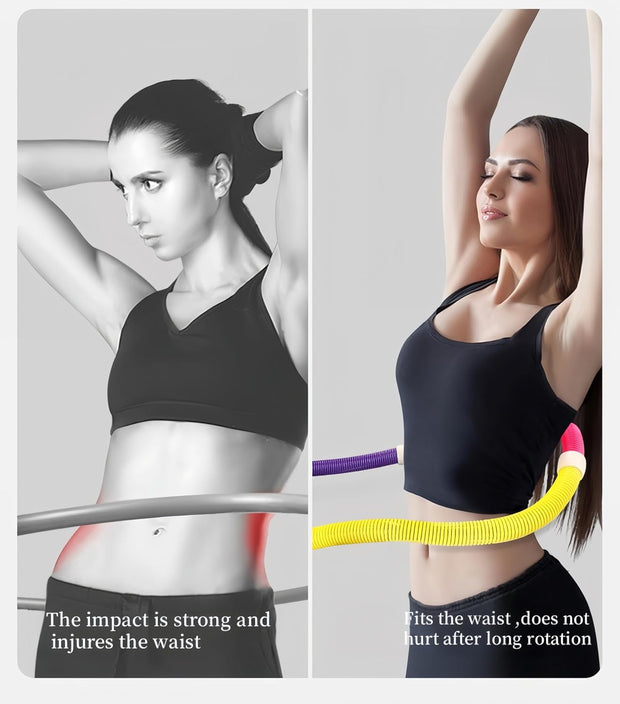 TJHNMNC Weighted Soft Spring Hula Hoop for Adults – 3.5lb Foldable Fitness Hoop, Waist-Friendly Design, Portable Slimming Exercise Equipment for Home and Travel