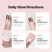 medicube Glass Skin Collagen Trial Kit | Korean Skincare Set and Kit | Gifts for women | 4-Step Skincare Set for glowy skin | Travel Size