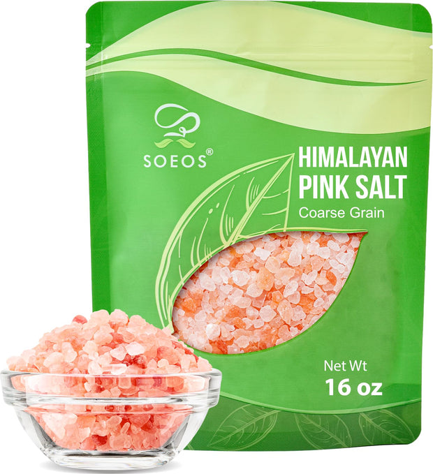 Soeos Whole Black Peppercorns 12oz + Himalayan Pink Salt 2lb, Salt and Pepper for Grinders, Black Peppercorn Refil, Pink Himalayan Sea Salt, 2 Piece Set