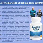 Natural Baking Soda Capsules - 650mg Baking Soda Tablets for Kidney & Stomach Acid - Sodium Bicarbonate Pills, Bicarbonate of Soda, Bicarbonato de Sodio para Tomar, Sodium Bicarbonate 650 mg Tablets