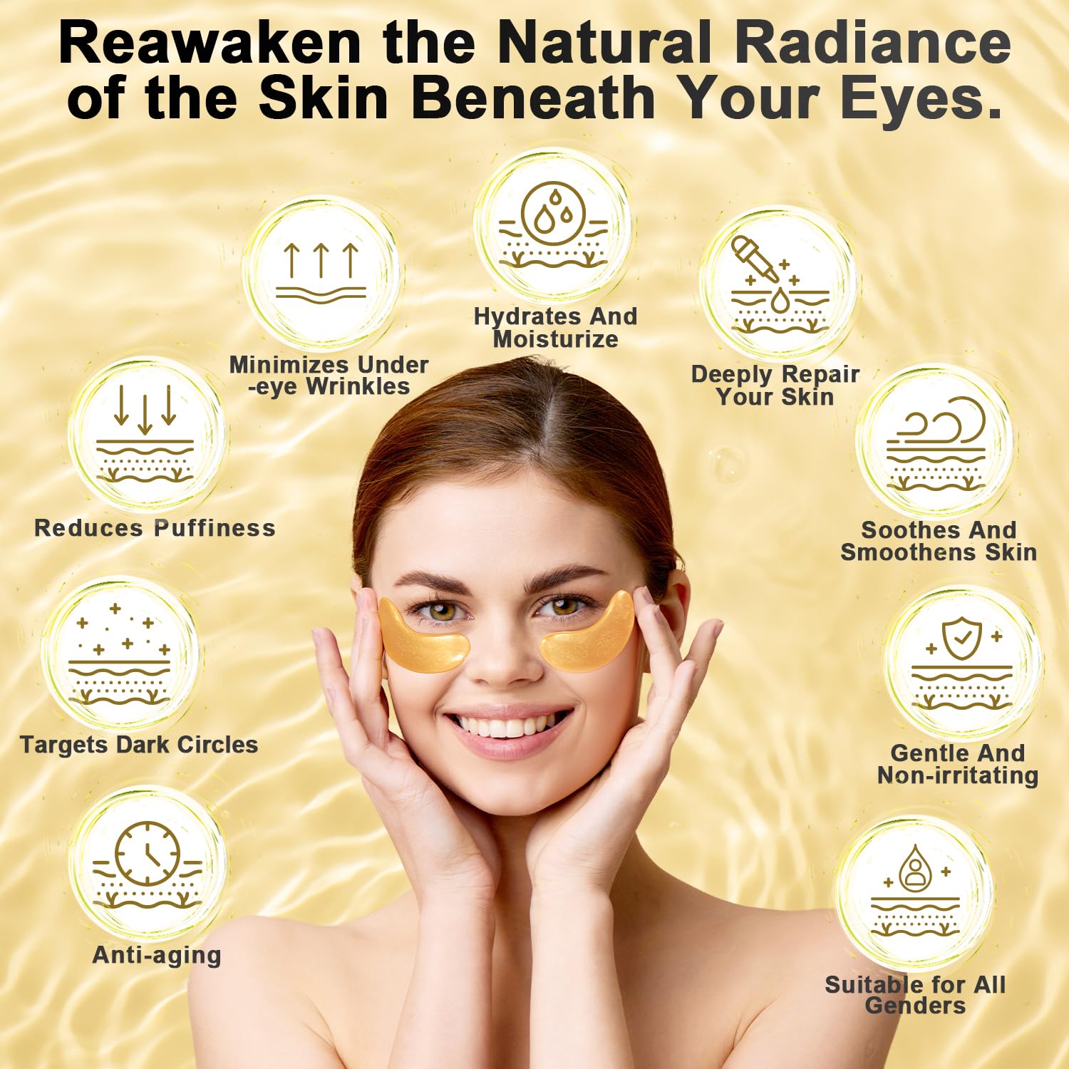 Under Eye Patches (24 Pairs) - 24K Gold Eye Masks Enriched with Abundant Collagen | Diminish Dark Circles and Puffiness | Anti-Aging, Smooth Fine Line, Nourish Skin - Gifts for Women Skin Care